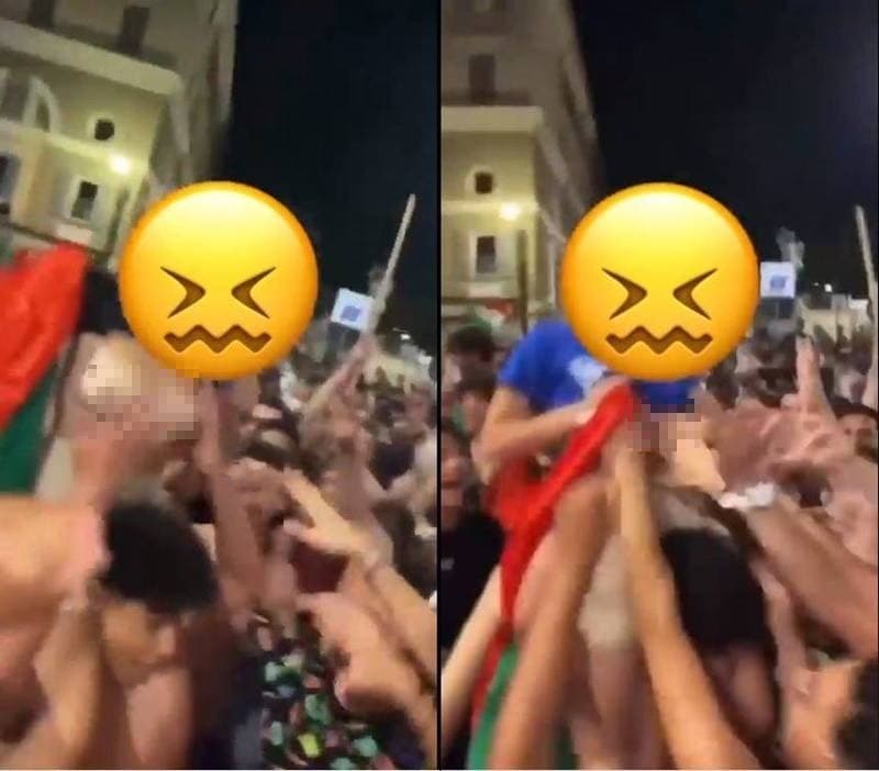 歐洲盃義大利冠軍 女球迷露奶慶賀 竟遭周圍男子群起襲胸 /影片